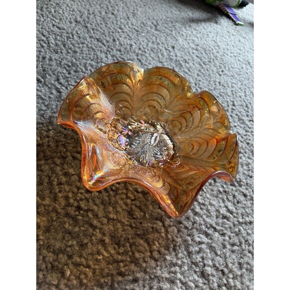 Lenox Imperial Glass Other - Vintage Imperial Art Glass Carnival Pansy Bowl Flowers 9" Marigold